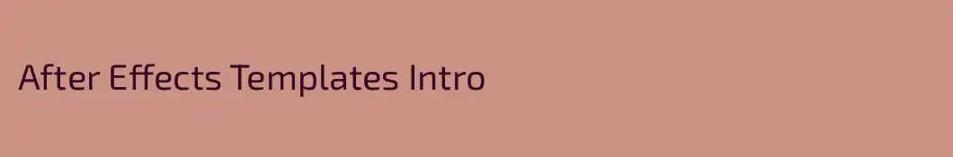 After Effects Templates Intro
